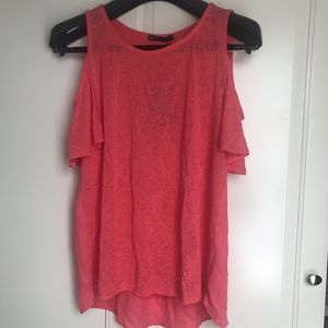 Salmon Colored Open Shoulder Top - Large